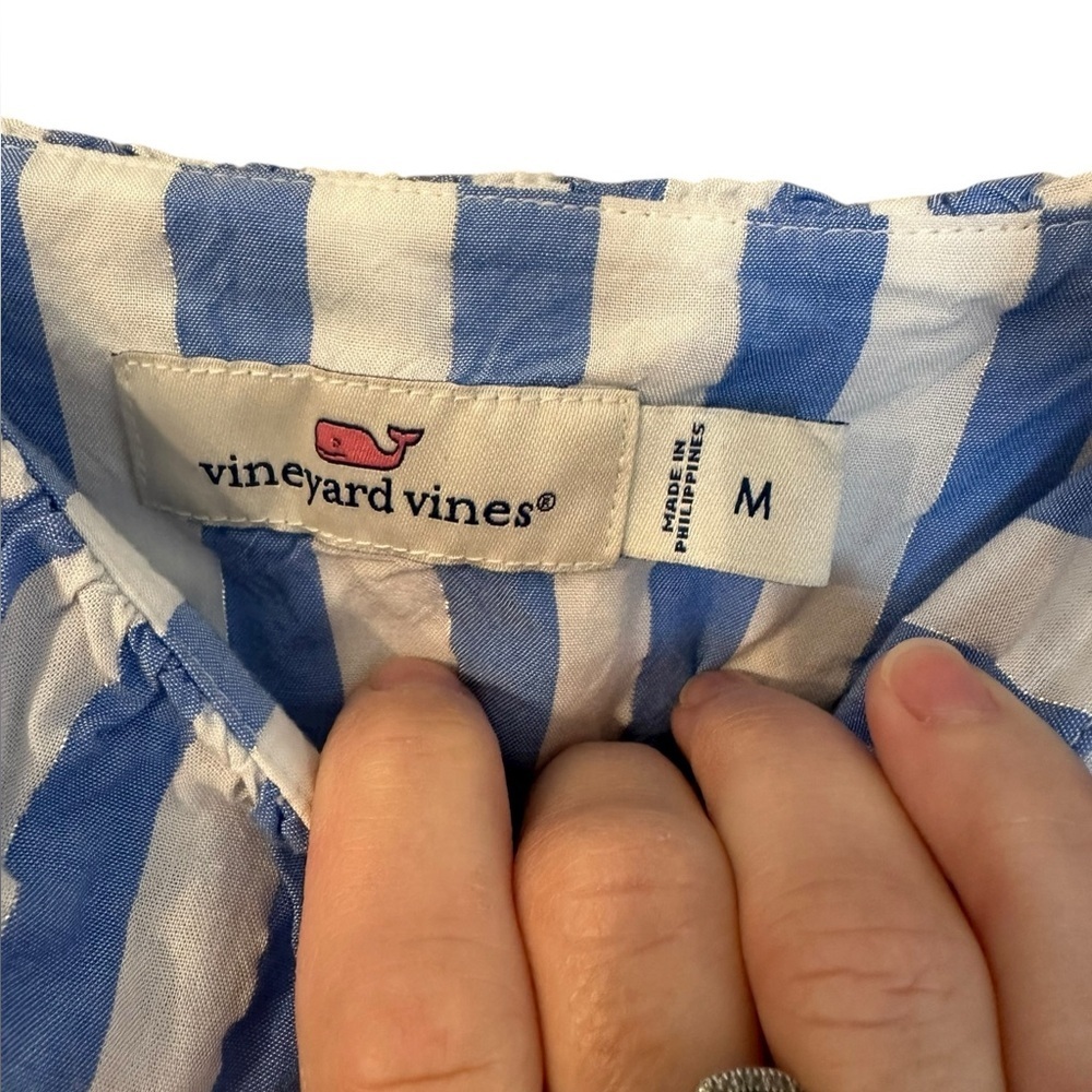Vineyard Vines Blue White Stripe Midi Dress Size M - Picture 5 of 7